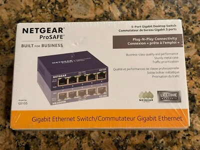 NetGear ProSafe GS105 5-Port Gigabit Ethernet Switch New in Sealed Box - Image 1 of 4
