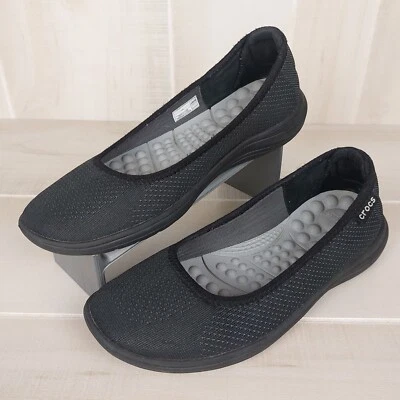 Crocs  Womens 6 Reviva Ballet Flats Black Slip On Shoes 205880 - Image 1 of 4