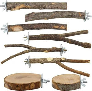 8 Pieces Natural Wood Bird Perch Wooden Parrot Perch Stand Fork Toys Hanging Mul - Picture 1 of 3