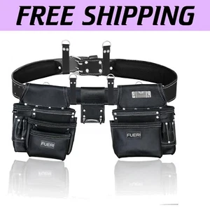 Ergonomic Leather Tool Belt for Carpenters and Electricians - 17 Pocket Design - Picture 1 of 11