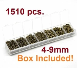Box with Assortment of 1510pcs Antique Bronze Open Jump Rings- 4mm to 9mm - Picture 1 of 3