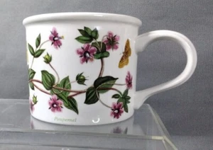 Portmeirion Botanic Garden flat cup mug butterflies speedweel flowers white 2 pc - Picture 1 of 11