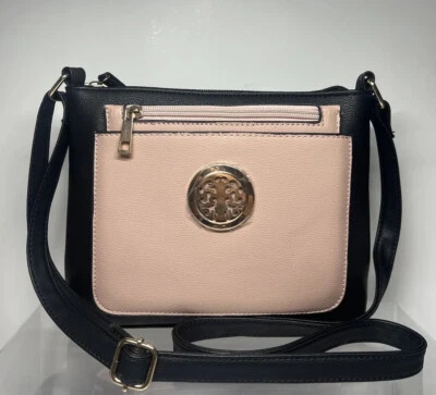 Dasein Women's Lightweight Crossbody Bags Faux Leather Pink&Black Shoulder Purse - Image 1 of 4