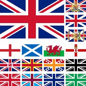UK Flag England Scotland Wales Northern Ireland Union Jack 1606 Royal CoA - Picture 1 of 28
