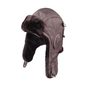 Leder Cabriomütze Pilotenmütze Ledermütze Fellmütze Fell Trapper Leather Cap - Bild 1 von 2