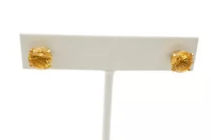 14k Yellow Gold Citrine Stud Earrings - Picture 1 of 9
