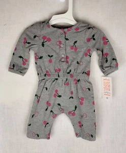 Just One You Girls Newborn One Piece Gray With Cherris Outfit - Picture 1 of 4