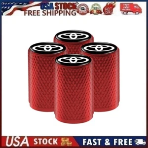 4PCS Metal Car Tire Valve Caps Valve Stem Cover Compatible with To-yo-ta Red S-2 - Picture 1 of 11