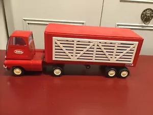 Vintage Tonka Livestock Tractor Trailer Semi Pressed Steel, 1960’s Restored 16”. - Picture 1 of 12