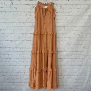 Anthropologie & Merci Keyhole Sleeveless Maxi Ruffle Dress Orange Size Small - Picture 1 of 6