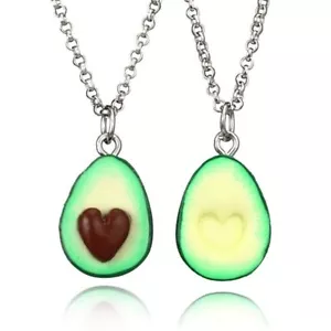 2pcs Best Friends Avocado Necklace Set Guacamole Friendship Couple Heart Sisters - Picture 1 of 7