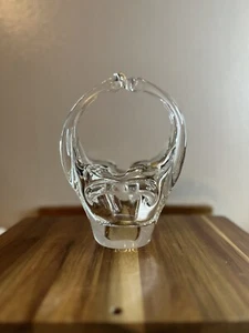 Vintage Murano Glass Basket Ashtray w/split Handle Hand Blown Clear Glass - Picture 1 of 4