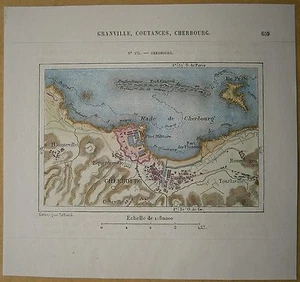 1877 Perron Landkarte CHERBOURG, NORMANDIE, FRANKREICH (#175) - Bild 1 von 1