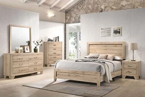 NEW Natural Oak Finish 5 pieces Bedroom Furniture w/ Queen or King Bed Set IAB3 - Picture 1 of 3