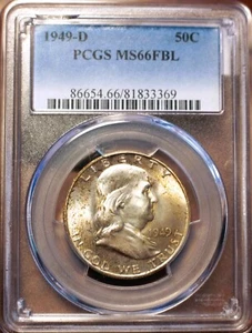 1949-D 50c Franklin Half Dollar PCGS MS66 FBL - Picture 1 of 3