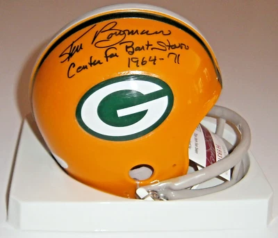 PACKERS Ken Bowman signed mini helmet w/ Center for Bart Starr 1964-71 JSA AUTO - Image 1 of 2