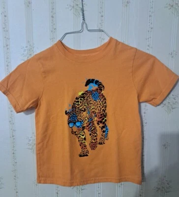 Boys Sz. 4 Orange Granimal Shirt w/a Flocked Leopard with Sunglasses (B22) - Image 1 of 3