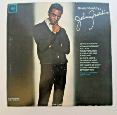 Johnny Mathis ‎ "Romantically" Columbia CL 2098  Vinyl LP Album 1963  - Image 1 of 4