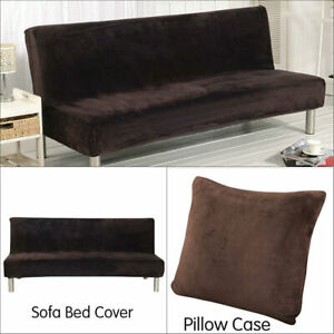 Stretch Armless Sofa Bed Cover Folding Futon Couch Slipcover/ Pillow Case