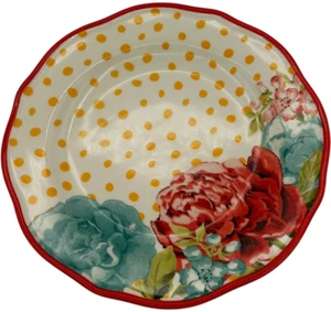 8 pcs - The Pioneer Woman Blossom Jubilee Red/Yellow 8.5" Salad Plate Polka Dots - Picture 1 of 20