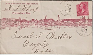 Provincetown Mass 2 sided red Illust Advt cover to Beverly Ma 1896 (g345) - Picture 1 of 2