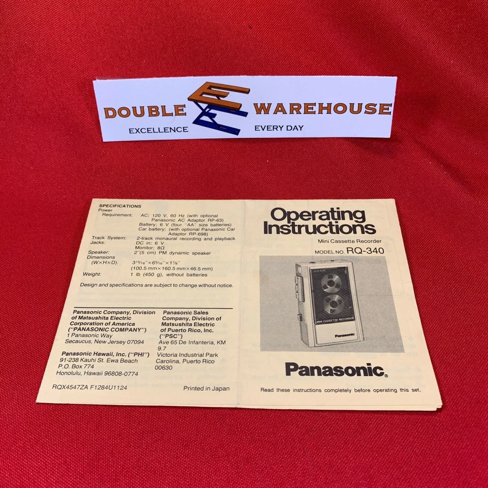 Mini grabadora de casete Panasonic RQ-340 instrucciones de funcionamiento RQX4547ZA Foto 1 de 1