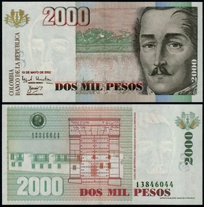 COLOMBIA 2000 PESOS (P451) 13.05.2002 UNC - Picture 1 of 1