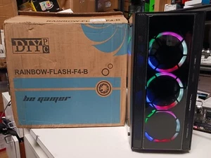 -DIYPC Rainbow-Flash-F4-B Black Steel Tempered Glass ATX Mid Tower Computer Case - Photo 1/9