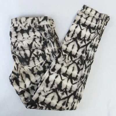 ISABEL MARANT BLACK WHITE TIE DYE PRINT STRETCH DENIM JEANS EU34 US 4 - Image 1 of 4