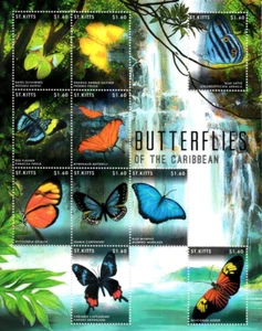 St. Kitts #SGMS1099 MNH M/S 2013 Caribbean Butterflies Waterfall Insects [849] - Picture 1 of 1