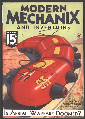 Vintage Modern Mechanix Magazine November 1934 Crewless Freight Train Cover - Image 1 of 2