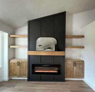 Floating Fireplace Mantle 48" - 96" - 6.5" x 6.5" American Made Hardwood Mantles - Image 1 of 4