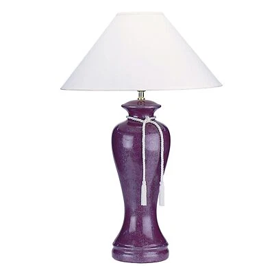 35" Red Burgundy Glaze Ceramic Urn Table Lamp With White Classic Empire Shade - Image 1 of 4