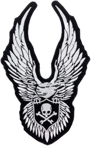 Flying Eagle Totenkopf gekreuzte Knochen Schild Rückenaufnäher 10x6 für Biker Weste Jacke - Bild 1 von 1