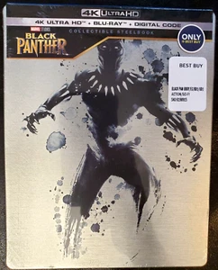 Black Panther SteelBook 4K Ultra HD + Blu-Ray + Digital - Best Buy Exclusive - Picture 1 of 2