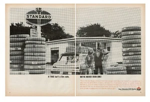 1964 Standard Oil Gas Station Vintage Print Ad Tires Attendant Pump Atlas USA - Picture 1 of 9