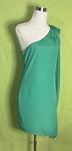 Jessica Simpson Size 10 Green One Shoulder Asymmetrical Hem Lined Cocktail Dress - Picture 1 of 17