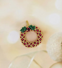 Mini Wreath 3D Christmas Ornament Handmade Beaded Red and Gold
