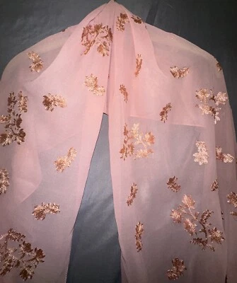 Scarf Anne Klein Embroidery Scarf Shawl Elegant  Pink - 006 - Image 1 of 4