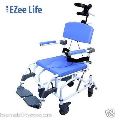 Tilt Aluminum Shower Commode Chair Adjustable 18" Toilet Seat 250 lbs. Tilting - Image 1 of 2