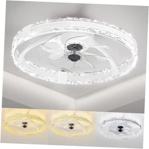 Ceiling Fans with Lights and Remote, 20'' Low Profile Flush Mount Ceiling White - Picture 1 of 7