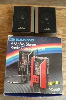VINTAGE SANYO SPORTSTER WALKMAN MGR80 BOXED WITH SAISHO SPEAKERS - Image 1 of 4