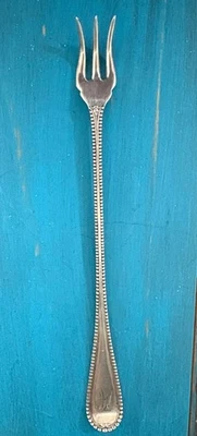 Placa de plata vintage WM Rogers? Tenedor de cóctel Pickle monograma borde H cuentas  Foto 1 de 4