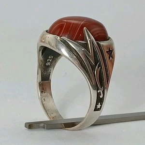 Rare Botswana Agate Ring 925Silver Natural Gemstone Aqeeq Jewelry Domed Handmade - Picture 1 of 19
