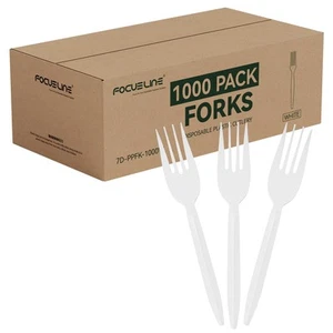 1000 Count White Plastic Forks, Disposable Forks Bulk, Heat Resistant Disposa... - Picture 1 of 9