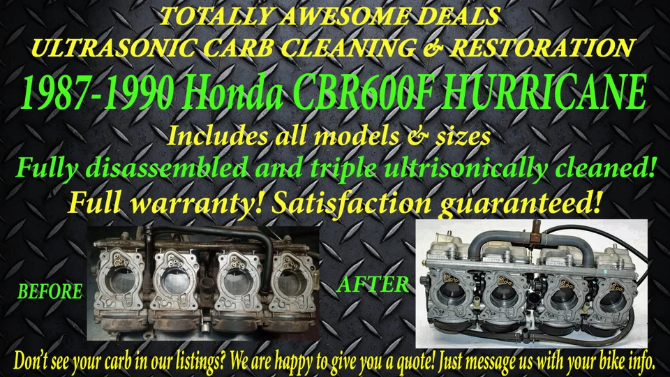 87-90 Honda CBR600F HURRICANE FAST PRO Carb Cleaning Carburetor Rebuild Service - Image 1 of 1
