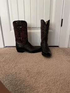 Lucchese Black and Black Cherry Cowboy Boots - Picture 1 of 13