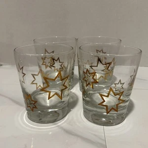Vtg William Grant’s Scotch Whiskey Gold Star Tapered Glasses Set Of 4 By Libby - Picture 1 of 6