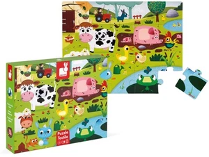Janod Tast-Puzzle für Kinder, Die Bauernhoftiere, 20 Teile, davon 7 mit Textur, - Picture 1 of 10