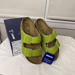 Sandalia peluda Birkenstock Arizona x Concepts talla 38/7 estrecha verde lima - Imagen 1 de 7